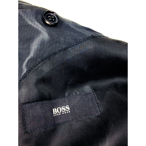 NWOT 38S Hugo Boss Hector1 Generous1 2 Bttn Suit Metallic Midnight Blue Pants 32 - Picture 15 of 16